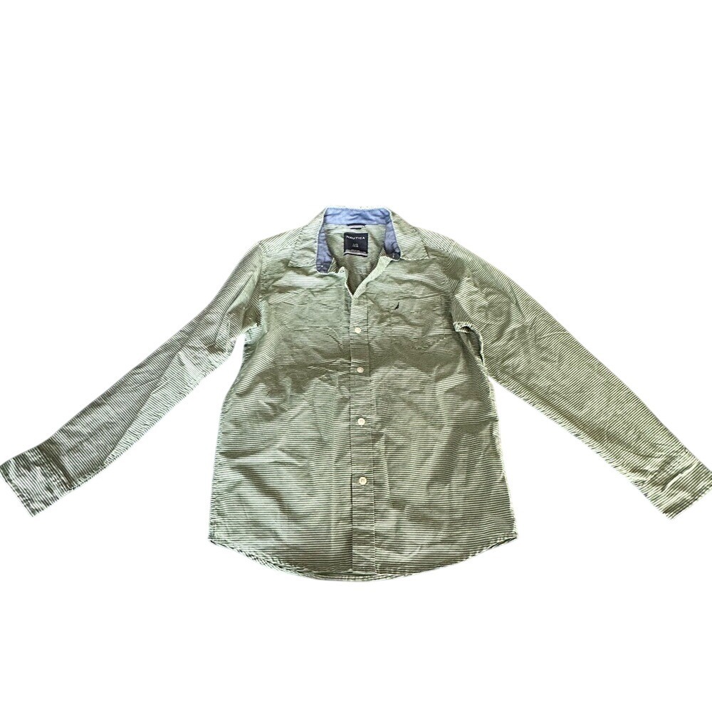 Boys size L 14/16 Nautica long sleeve collared button up shirt EUC!